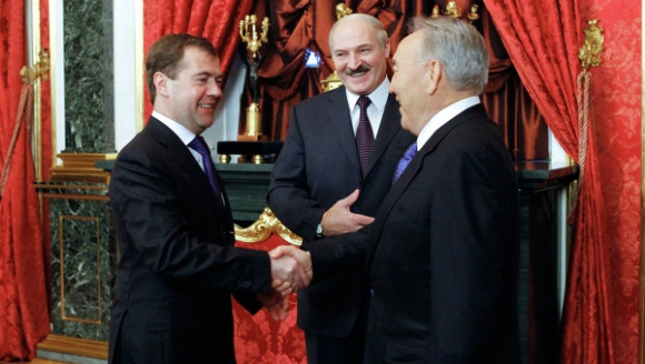 встреча трех президентов - Медведев, Лукашенко, Назарбаев