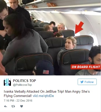 Иванка Трамп в самолёте