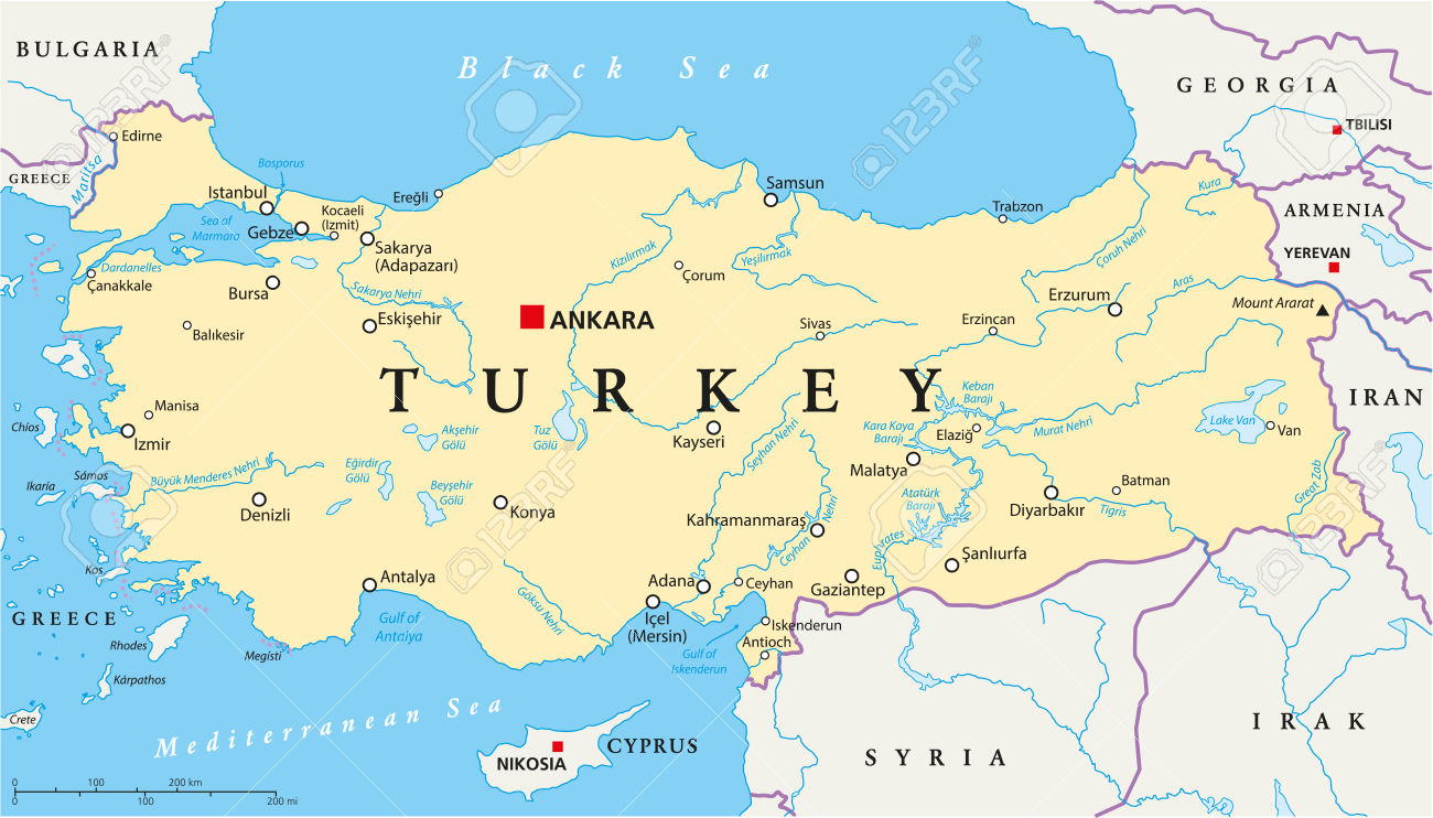 Карта турции со странами крупно на русском
