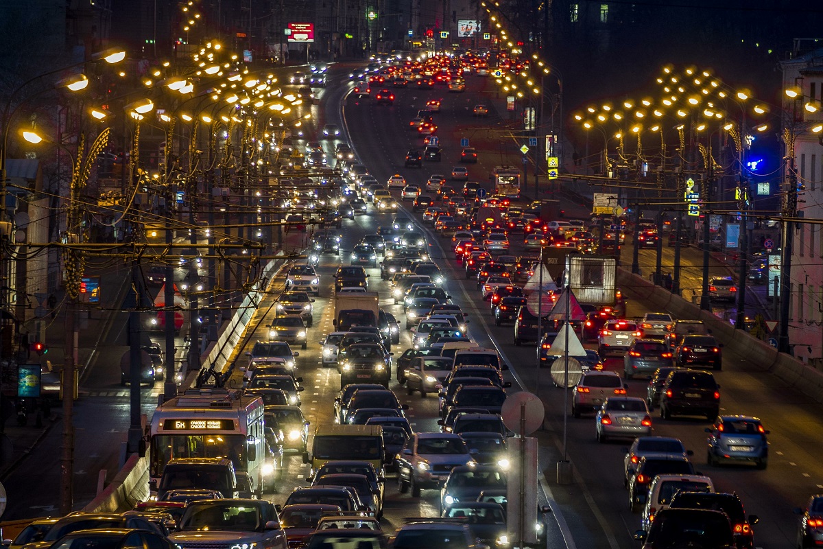 Пробка в москве ночью