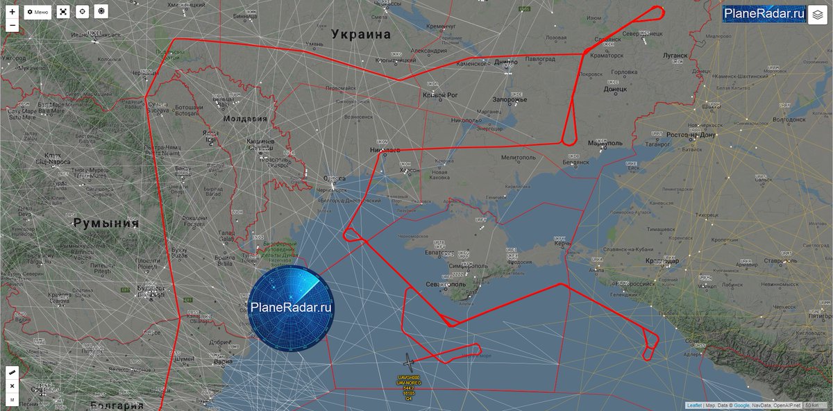 Карта полетов над украиной