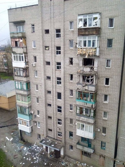 Место обстрела в Ясиноватой