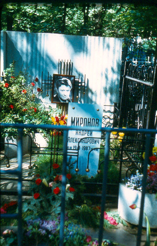 Фото: временный памятник на могиле Андрея Миронова
