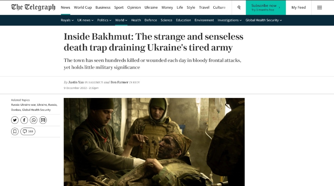 The Telegraph: Бахмут – странная и бессмысленная ловушка, истощающая уставшую армию Украины