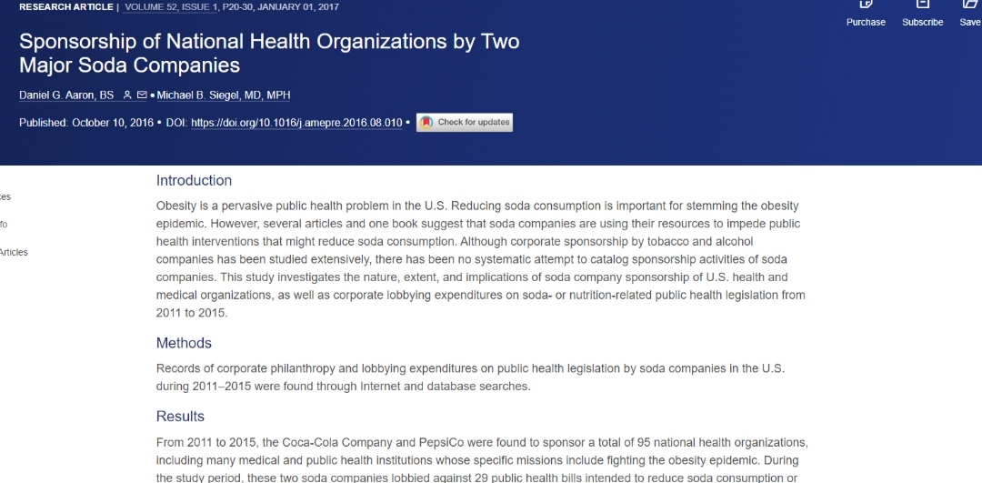 Как Coca-Cola подкупает медицинские организации в США