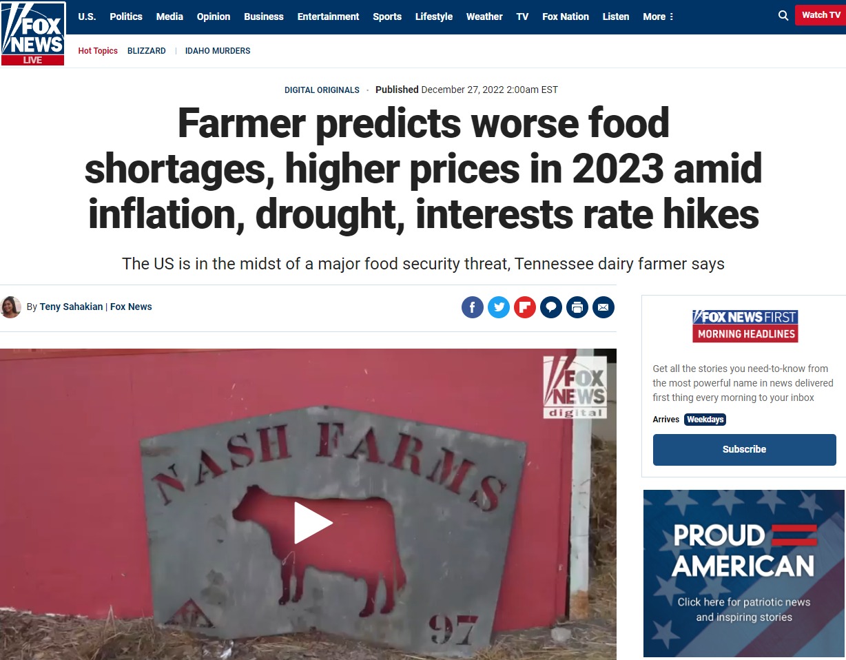 Фермеры прогнозируют продовольственный дефицит в США