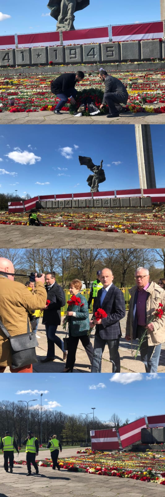 День Победы в Латвии: люди нескончаемым потоком идут к памятнику Освободителей, чтобы возложить цветы 